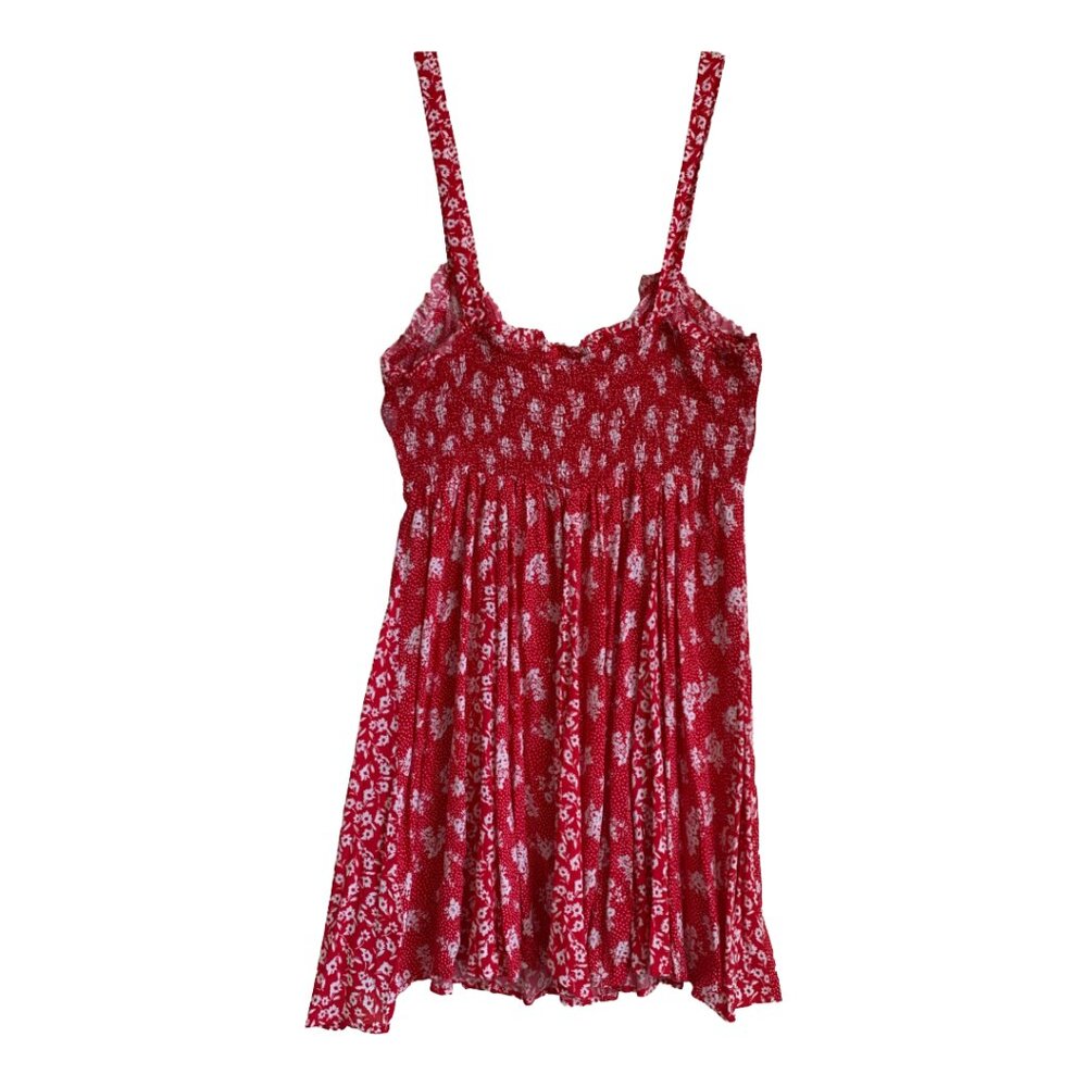 NWT FREE PEOPLE Red Ditsy Floral Don't Dare Mixed Print Mini Slip Dress Sz S - Picture 6 of 7
